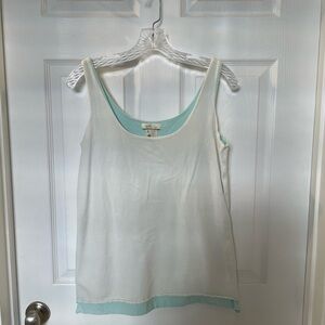 Matilda Jane Women's Off White and Light Teal Tank Top, layered look.